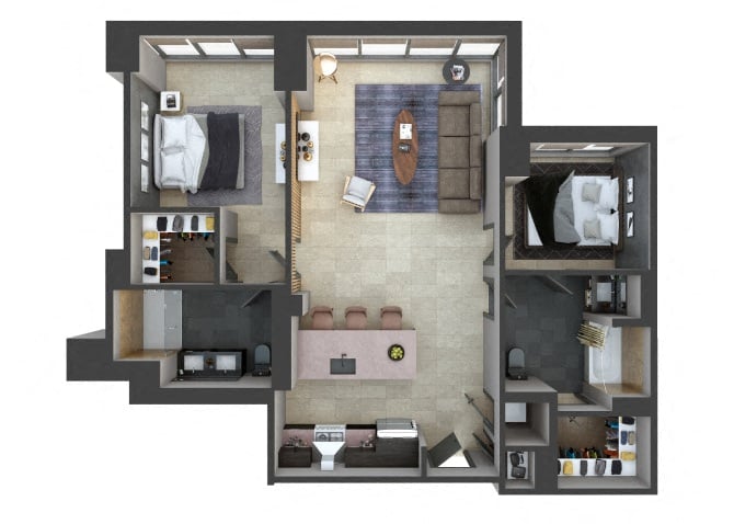 3D floor plan image for apartment W1502 at Randolph Perimeter